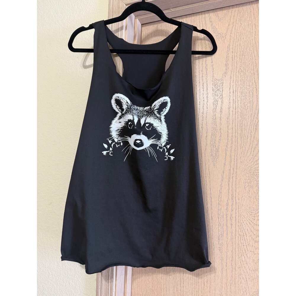 Black Raccoon Graphic Racerback Tank Top – Size XL